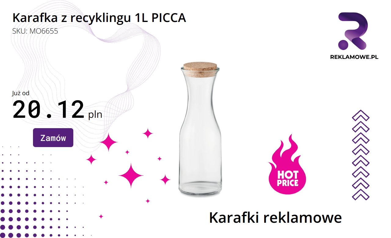 Karafka z recyklingu o pojemności 1 litra marki PICCA