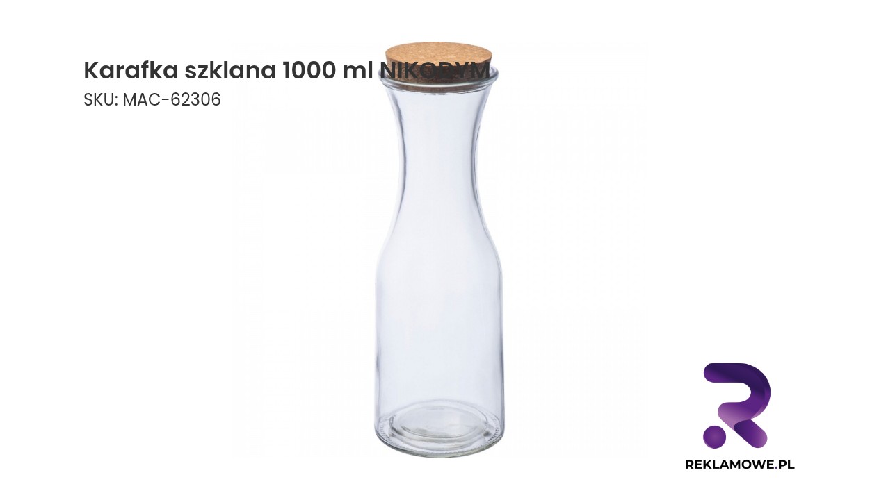 Karafka szklana 1000 ml NIKODYM – elegancka karafka do wody, soku i napojów